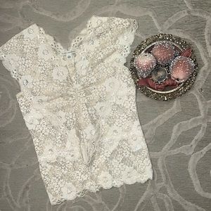 NWOT🌷BANANA REPUBLIC🌷Ivory stretch lace v-neck sleeveless top